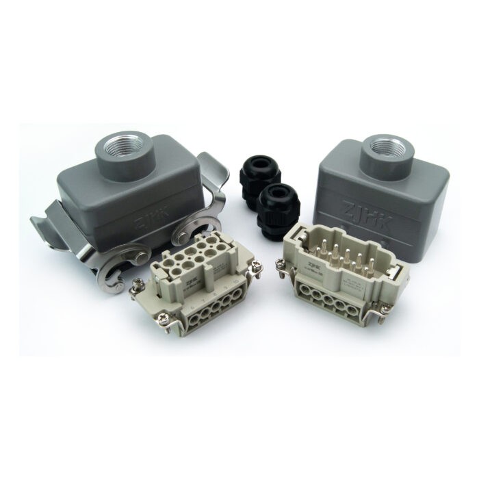 Промышленный прямоугольный разъем (комплект) ZJHK HE-010-TE-CCT-2L-2M20 (K000000607)