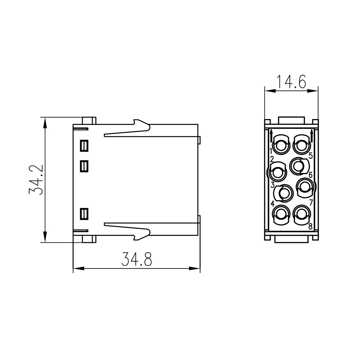 ZJHK (Haoke Electric) 09140083001 HMEE-008-MC (09140083001) Габаритные размеры HMEE-008-MC (09140083001)
