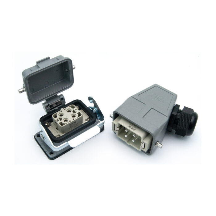 Промышленный прямоугольный разъем (комплект) ZJHK HSBS-004-SEH-BK-1L-MCV-PG21 (K000001470)